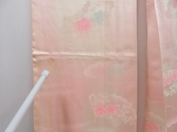 Photo5: 4303T05z540  Japanese Kimono Silk Rinzu FURISODE JUBAN Jigami Pink (5)