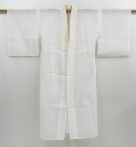 Photo5: 4303T09z310  Japanese Kimono Synthetic See through JUBAN Flower Off-white (5)