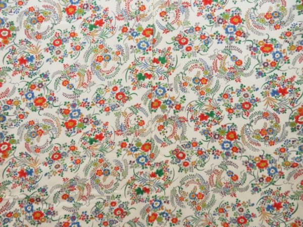 Photo5: 4304T12z950  Japanese Kimono Silk KOMON Flowers Off-white (5)
