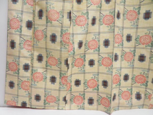 Photo4: 4304T13z810  Japanese Kimono Silk TSUMUGI Flower Light cream (4)