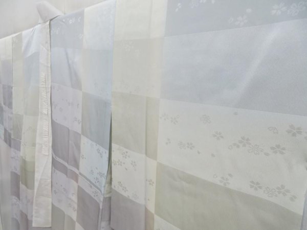 Photo2: 4306T01z570  Japanese Kimono Silk JUBAN Sakura Dull light blue (2)