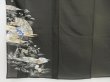 Photo6: 4306T04z330 Vintage Japanese Kimono Silk RO TOMESODE Folding fan Black (6)