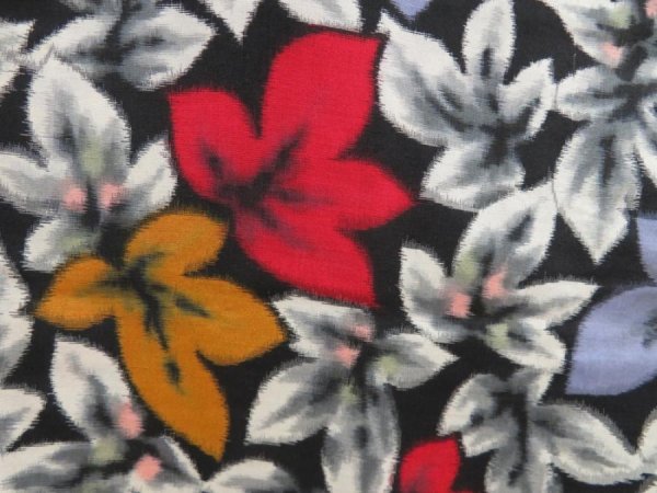 Photo4: 4306T08z470 Vintage Japanese Kimono Silk MEISEN HAORI Leaf Black (4)