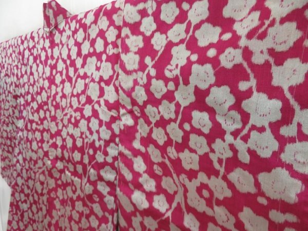 Photo2: 4306T13z340 Vintage Japanese Kimono Silk MEISEN HAORI Plum blossom (2)