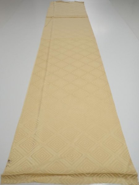 Photo5: 2Z06z80  Japanese Kimono Silk  FABRIC  Light yellow 63.0x14.4 (5)