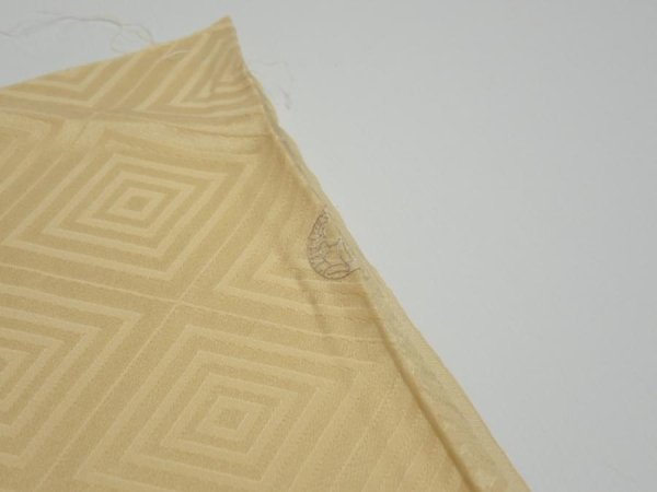 Photo7: 2Z06z80  Japanese Kimono Silk  FABRIC  Light yellow 63.0x14.4 (7)