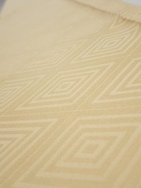 Photo4: 2Z07z40  Japanese Kimono Silk  FABRIC  Light yellow 55.9x7.1 (4)