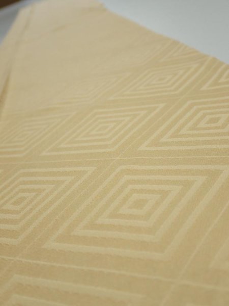 Photo4: 2Z08z40  Japanese Kimono Silk  FABRIC  Light yellow 55.9x7.1 (4)