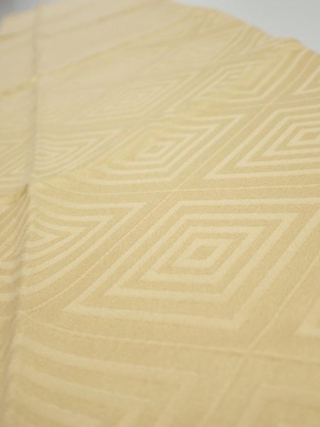 Photo4: 2Z10z30  Japanese Kimono Silk  FABRIC  Light yellow 36.2x7.1 (4)