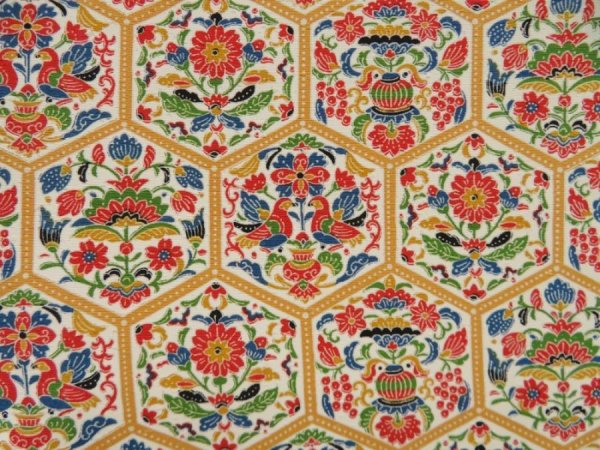 Photo6: 4311T13z910 Vintage Japanese Kimono Silk KOMON Flowers Yellow ochre (6)