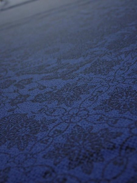 Photo4: 2J03z110  Japanese Kimono Crepe Silk  FABRIC Flowers Indigo 66.9x15.0 (4)