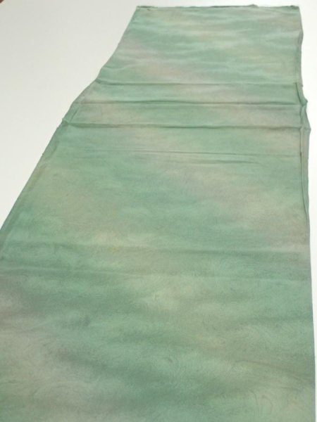 Photo3: 2J03z90  Japanese Kimono Silk  FABRIC Suminagashi Soft green 68.5x14.2 (3)