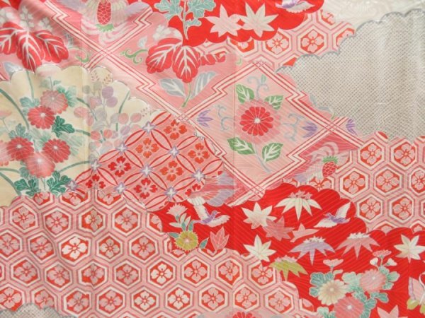Photo6: 4323T12z1280  Japanese Kimono Silk FURISODE Flowers Pink (6)