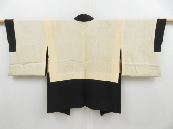 Photo7: 4324T04z570 Vintage Japanese Kimono Silk HAORI Nandin Black (7)