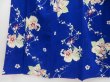 Photo4: 4325T05z640 Vintage Japanese Kimono Jinken KOMON Flowers Oriental blue (4)