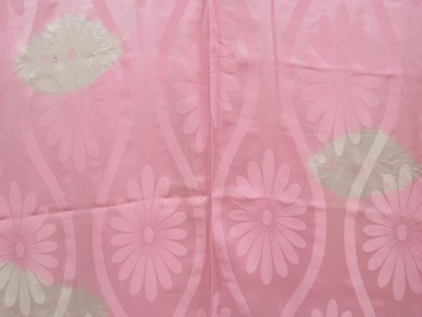 Photo3: 4331T03z680 Vintage Japanese Kimono Silk JUBAN Chrysanthemum Pink (3)