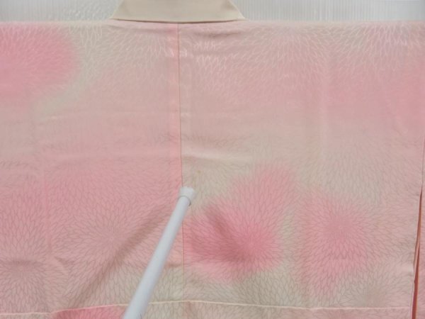 Photo5: 4331T04z690 Vintage Japanese Kimono Silk JUBAN Chrysanthemum Pink (5)