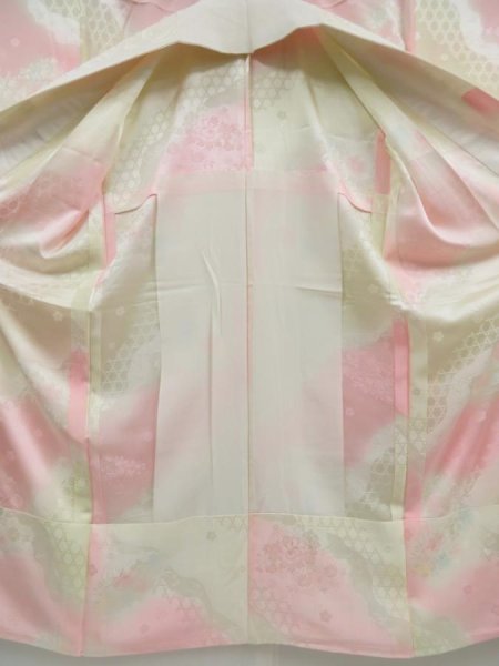 Photo8: 4331T08z680  Japanese Kimono Silk JUBAN Flowers Pink (8)