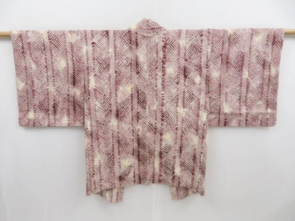 Photo1: 4401T12z480 Vintage Japanese Kimono Silk SHIBORI HAORI  Dark purple-gray (1)