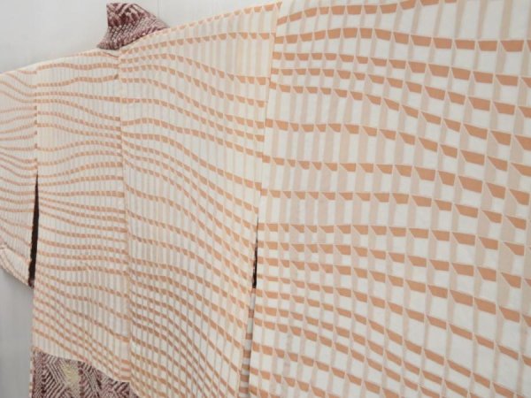 Photo7: 4401T12z480 Vintage Japanese Kimono Silk SHIBORI HAORI  Dark purple-gray (7)