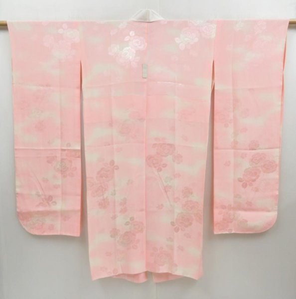 Photo1: 4402T03z630 Vintage Japanese Kimono Silk FURISODE JUBAN Rose Pink (1)