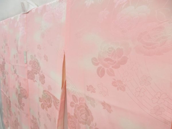 Photo2: 4402T03z630 Vintage Japanese Kimono Silk FURISODE JUBAN Rose Pink (2)