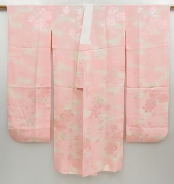 Photo6: 4402T03z630 Vintage Japanese Kimono Silk FURISODE JUBAN Rose Pink (6)