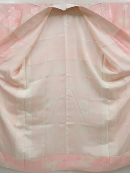 Photo7: 4402T03z630 Vintage Japanese Kimono Silk FURISODE JUBAN Rose Pink (7)
