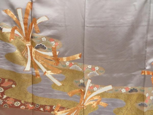 Photo8: 4402T05z980  Japanese Kimono Silk Artist work IROTOMESODE Ash purple (8)