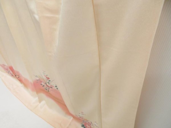 Photo4: 4405T01z880  Japanese Kimono Silk TSUKESAGE Peony Light peach (4)