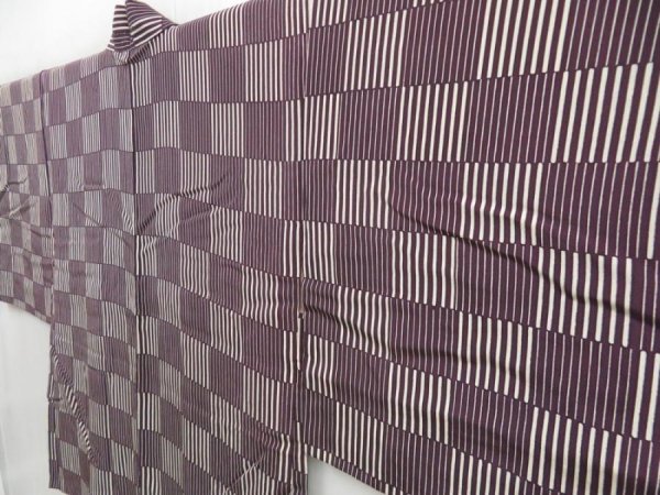 Photo2: 4408T06z570 Vintage Japanese Kimono Silk HAORI  Grape (2)
