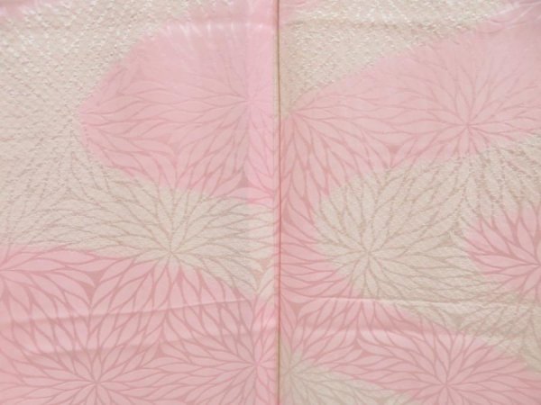 Photo3: 4409T10z650 Vintage Japanese Kimono Rinzu Silk JUBAN Chrysanthemum Pink (3)