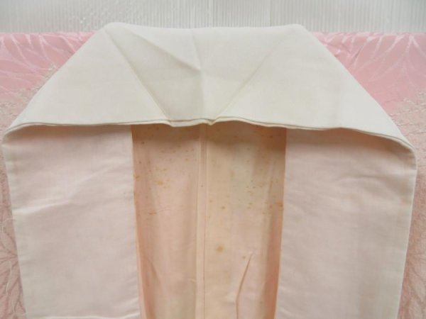 Photo5: 4409T10z650 Vintage Japanese Kimono Rinzu Silk JUBAN Chrysanthemum Pink (5)