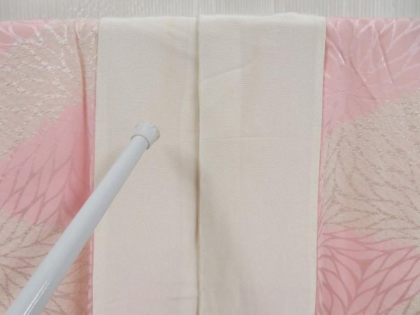 Photo6: 4409T10z650 Vintage Japanese Kimono Rinzu Silk JUBAN Chrysanthemum Pink (6)