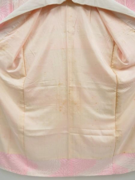 Photo8: 4409T10z650 Vintage Japanese Kimono Rinzu Silk JUBAN Chrysanthemum Pink (8)