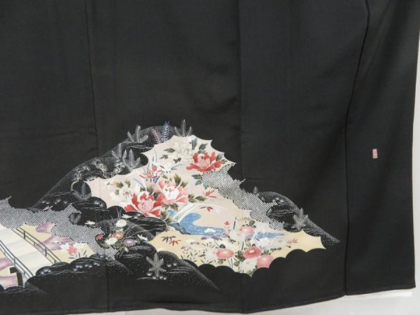 Photo7: 4420T05z1480 Vintage Japanese Kimono Silk Artist work TOMESODE Peony (7)