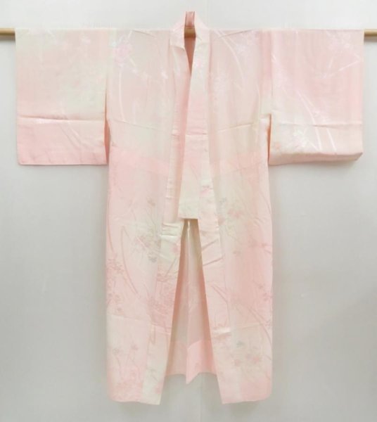 Photo7: 4420T07z500  Japanese Kimono Rinzu Silk JUBAN Peony Pink (7)