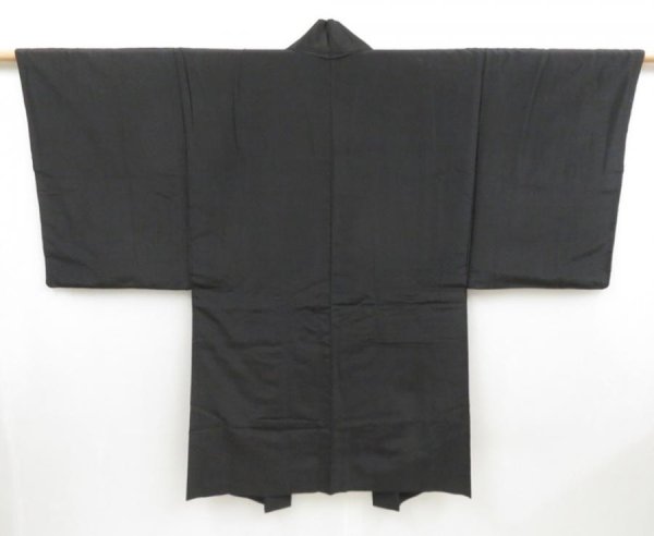 Photo4: 4423T07z460 Vintage Japanese Kimono Silk Men's HAORI Treasure Ship Dark brown (4)