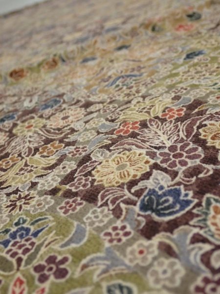 Photo4: 4A02z60  Japanese Kimono Crepe Silk  FABRIC Flowers Light brown 39.4x14.2 (4)