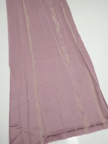 Photo2: 4A03z90  Japanese Kimono Silk  FABRIC Grove Light purple 64.6x14.0 (2)