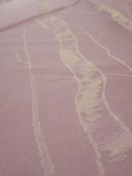 Photo4: 4A03z90  Japanese Kimono Silk  FABRIC Grove Light purple 64.6x14.0 (4)