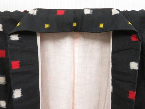 Photo7: 4427T02z670 Vintage Japanese Kimono Silk MEISEN KOMON  Black (7)