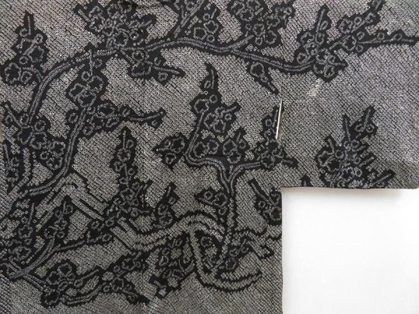 Photo3: 4428T03z430 Vintage Japanese Kimono Silk SHIBORI HAORI Plum tree Black (3)
