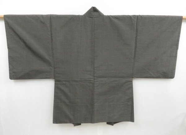 Photo4: 4429T03z490 Vintage Japanese Kimono Silk Men's OSHIMA HAORI  Dark brown (4)