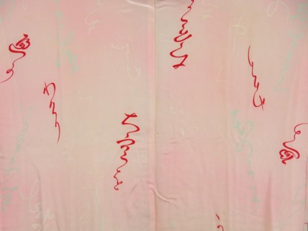 Photo3: 4502T06z470 Vintage Japanese Kimono Silk JUBAN  Pink (3)