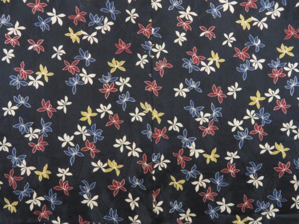 Photo6: 4504T13z390 Antique Japanese Kimono Silk HAORI Flower Black (6)