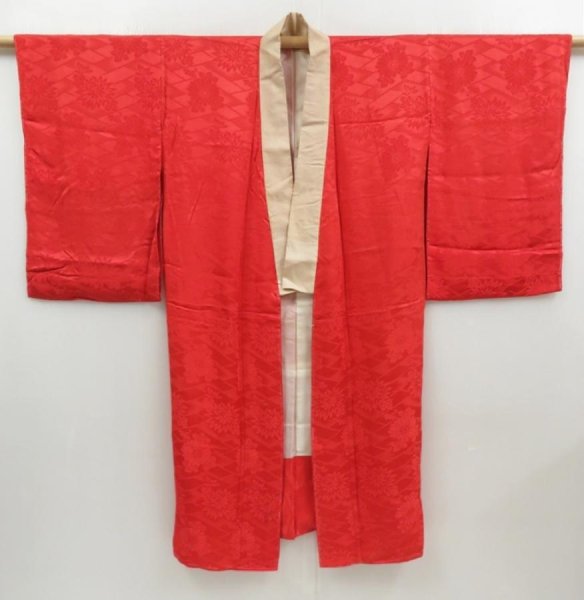 Photo8: 4506T05z700 Vintage Japanese Kimono Rinzu Silk JUBAN Chrysanthemum (8)