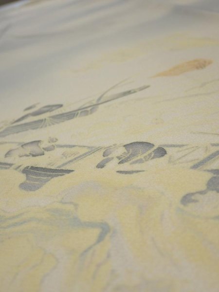 Photo4: 2M04z210  Japanese Kimono Silk  FABRIC  Gray 56.7x26.4 (4)