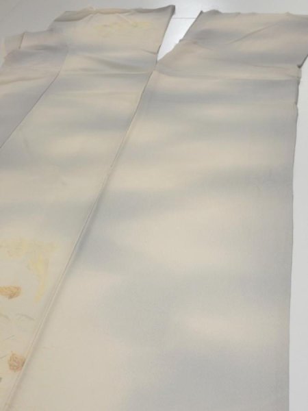 Photo7: 2M04z210  Japanese Kimono Silk  FABRIC  Gray 56.7x26.4 (7)