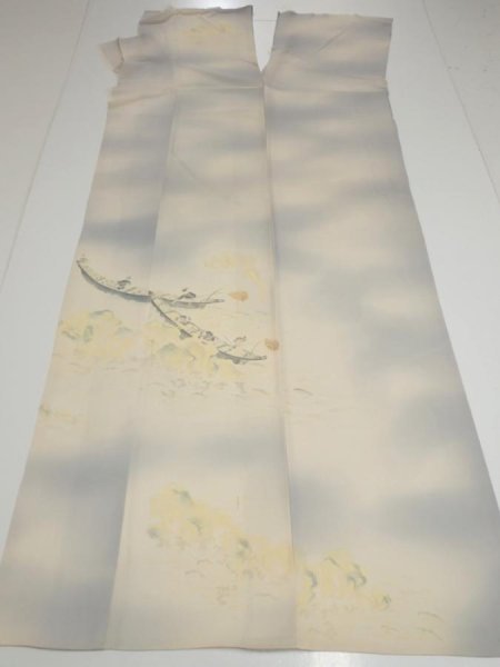Photo8: 2M04z210  Japanese Kimono Silk  FABRIC  Gray 56.7x26.4 (8)
